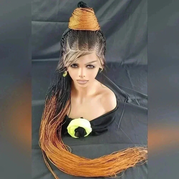 Braided Wig: 100% handmade long ombre  350/ black wig Human-Synthetic NWT - Picture 15 of 17